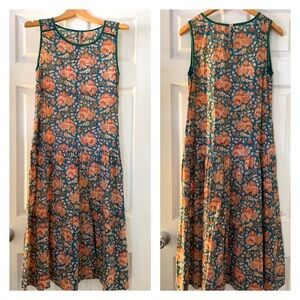 NWOT Cotton Indian Block Print Floral Dress, One Size